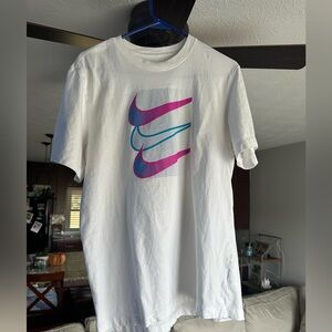 Nike White Tee with Multicolor Design